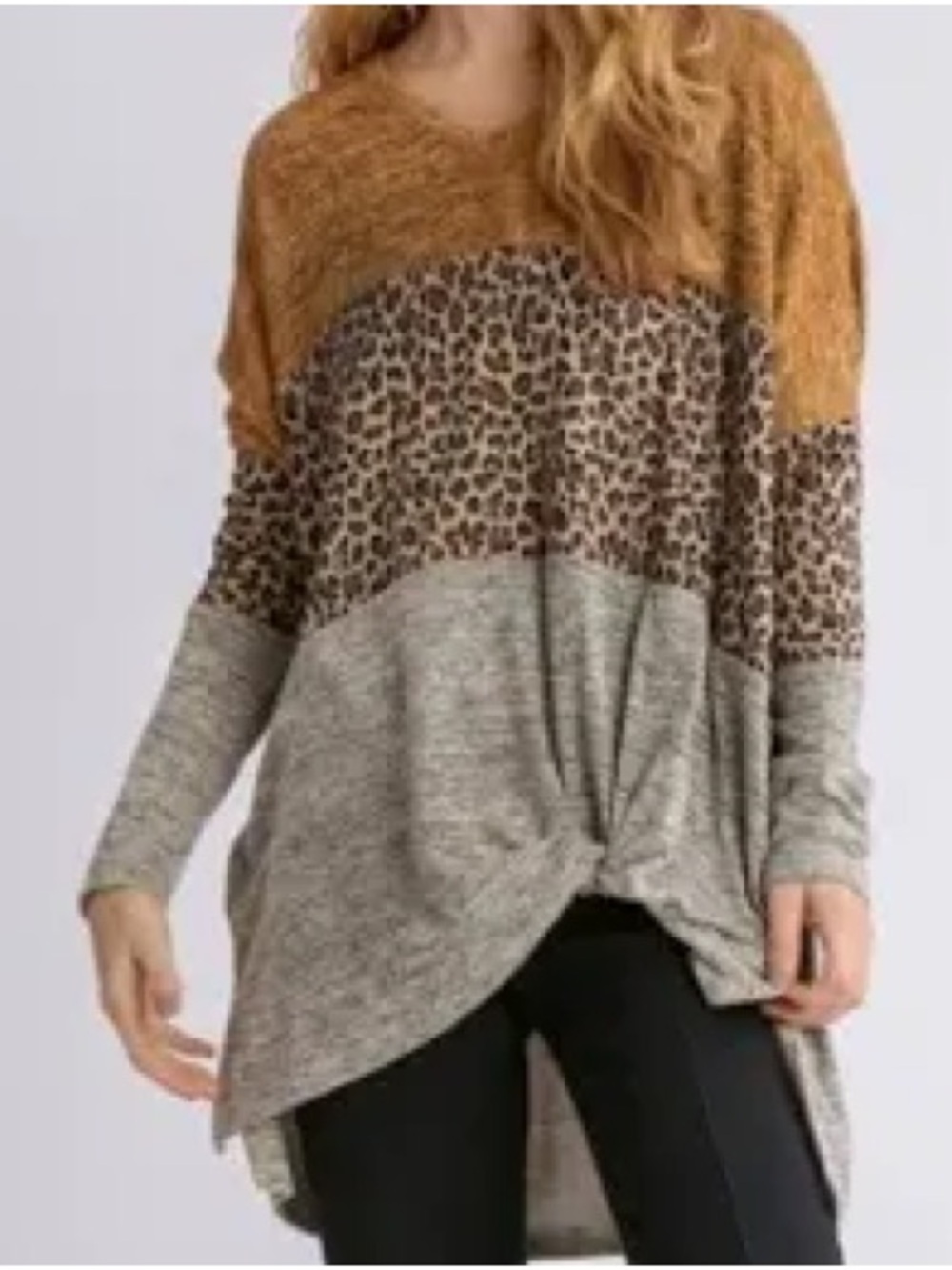 Umgee Cheetah Print Colorblock Tunic. Oversized. Size M